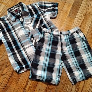 South Pole Authentic Collection Boys Set Button Down Shirt and Shorts Size 4/5